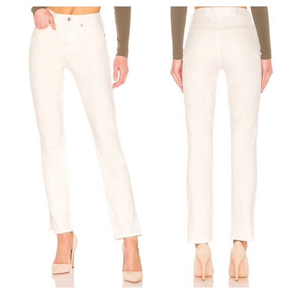 Re/Done Originals High Rise Straight Jeans in Off White with Grinding Size 30 - Picture 1 of 6